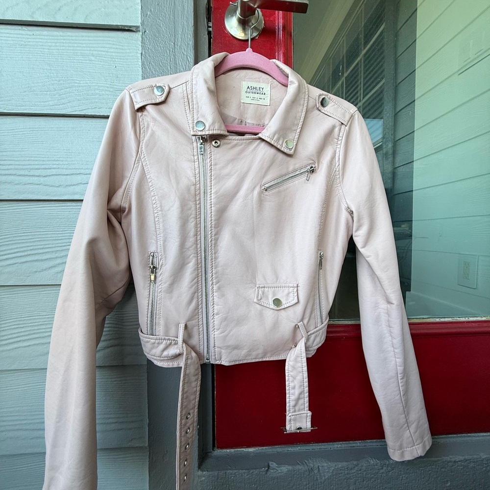 Ashley Outerwear Vegan Leather Jacket Blush Pink Ladies Large 13281-PUD